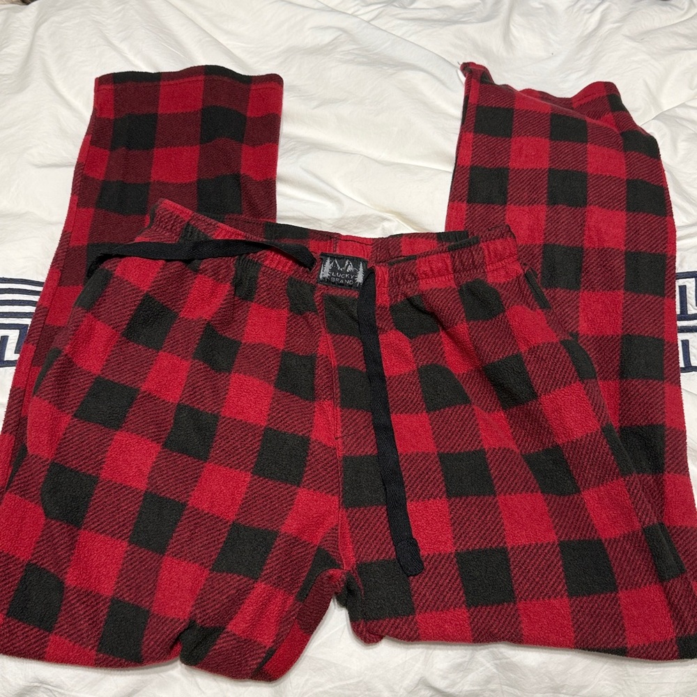 Lucky Brand Red and Black Checkered Flannel Pants